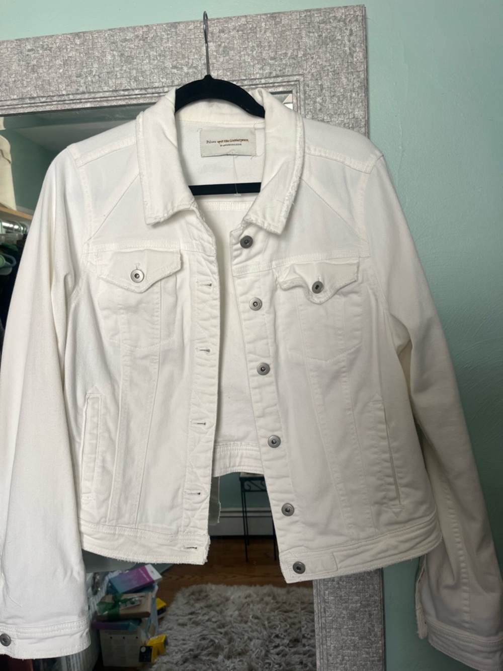 Pilcro White Denim Jacket with Button-Front